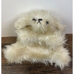 Vintage 9" Furry Friends White Puppy Dog Plush Hand Puppet Ears Angry Mad